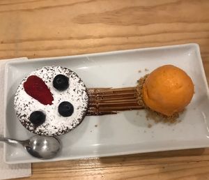 Chocolate cake with lucuma ice cream 🤤  at Seitan Urban Bistro in Lima