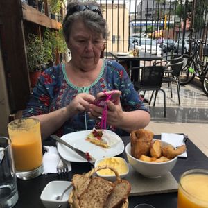 free bread and olive tapenade and died potatoes  at Seitan Urban Bistro in Lima