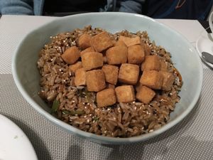 rice with tofu at Seitan Urban Bistro in Lima