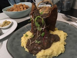 seitan with champignons sauce at Seitan Urban Bistro in Lima