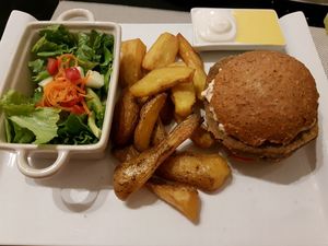 seitan burger  at Seitan Urban Bistro in Lima