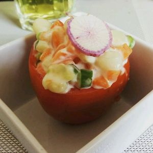 Tomate relleno at Seitan Urban Bistro in Lima