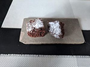 Small brownie for dessert at Seitan Urban Bistro in Lima