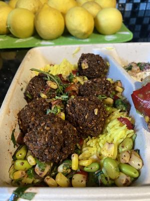 Close-Up of Falafels and Rice 😛  at Dish N' Dash in Fremont