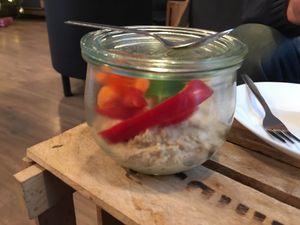 hummus with veggies at Sweet Life American Bakery and Specialty Coffee Bar in Krakow