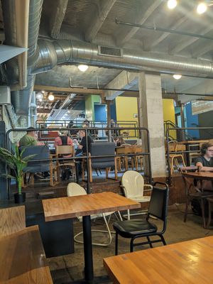 Seating inside cafe. at Kavarna Coffeehouse in Green Bay