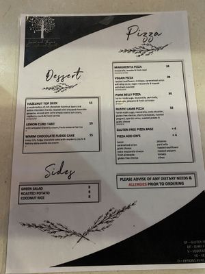 Dinner menu at Lemon and Thyme in Mooloolaba