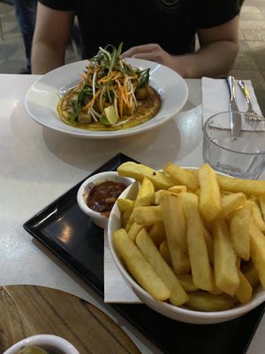 Vegan option Vietnamese pancake & chips at Lemon and Thyme in Mooloolaba