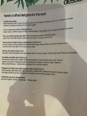 Many vegan desert options! at Lemon and Thyme in Mooloolaba