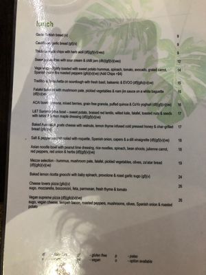 Lunch menu  at Lemon and Thyme in Mooloolaba