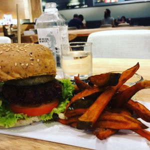 Vegan friendly burger at Real Food Mont Kiara in Kuala Lumpur