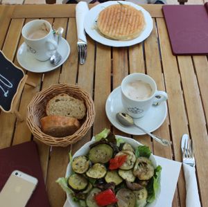 panini and grilled vegetable salad  at Cafe Zuckerl in Bamberg