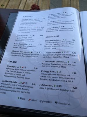 Menu  at Zen House in Berlin