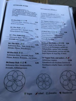 Menu  at Zen House in Berlin