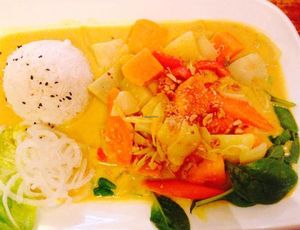 Gold curry with pumpkin and potatoes  at Zen House in Berlin
