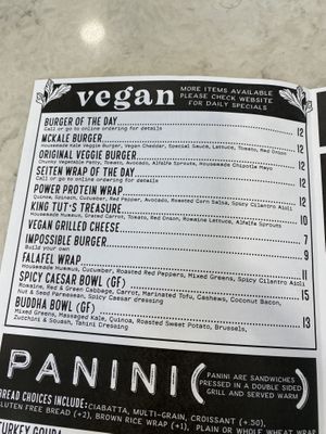 Vegan menu   at Batata Cafe in Northport
