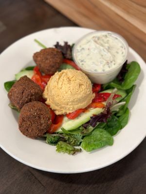 Falafel Wrap in a Bowl over Greens w/Spicy Cilantro Aioli at Batata Cafe in Northport