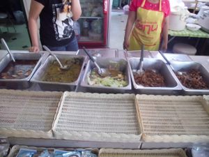 Food offer - not much left because it was just before the closure time. at Vegetarian Eatery & Shop in Prachuap Khiri Khan