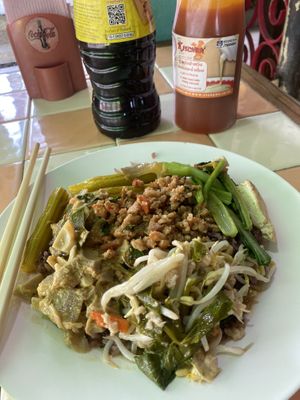 Mixed spicy foods with rice  at Vegetarian Eatery & Shop in Prachuap Khiri Khan