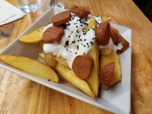 Salchipapas at La Alpargata in Madrid