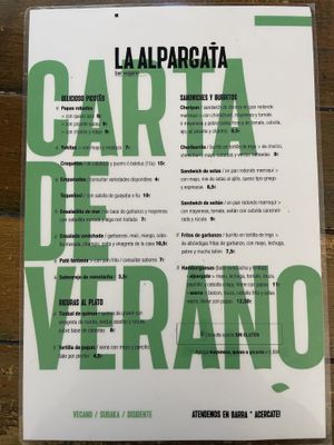 Carte de saison  at La Alpargata in Madrid