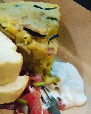 Vegan Spanish omelette at La Alpargata in Madrid