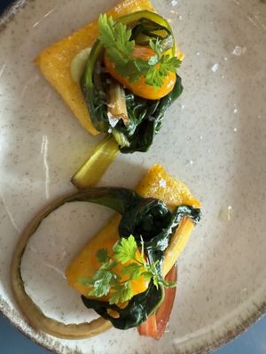 Deep fried polenta w/swiss chard   at MADENITALY in Copenhagen