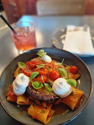 The Eggplant pasta was sooo tasty! at MADENITALY in Copenhagen