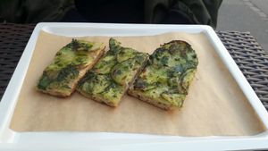 Vegan pesto potato slice at MADENITALY in Copenhagen
