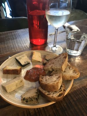 Cheese platter to start (all vegan) at MADENITALY in Copenhagen