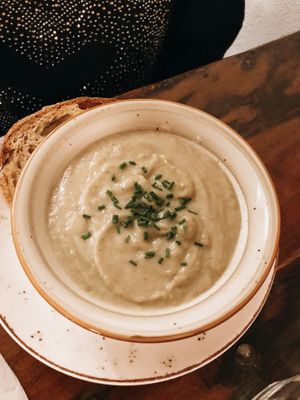 Jerusalem articok soup. Very delicious! at MADENITALY in Copenhagen