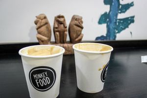 capucchino with vanilla soy milk at MonkeyFood in Minsk