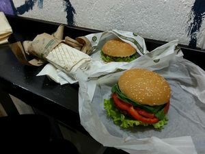 falafel and burgers at MonkeyFood in Minsk