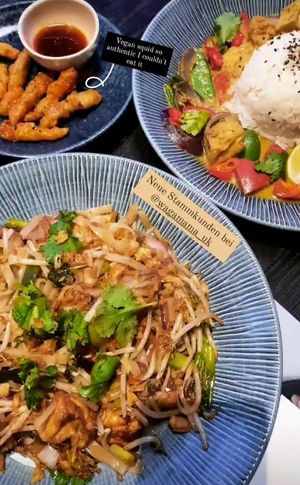 Vegan pasta and vegan squid at Wagamama - Ealing Broadway in West London