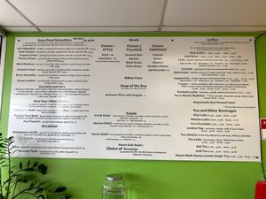 Menu at Wholesome Cafe in Cottonwood