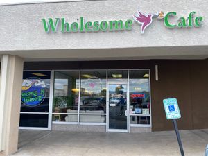 Parking lot view at Wholesome Cafe in Cottonwood