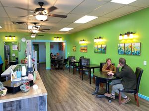 Seating area at Wholesome Cafe in Cottonwood