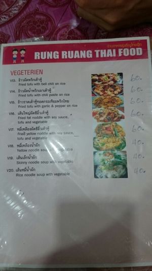 Menu  at Rung Ruang in Koh Lanta