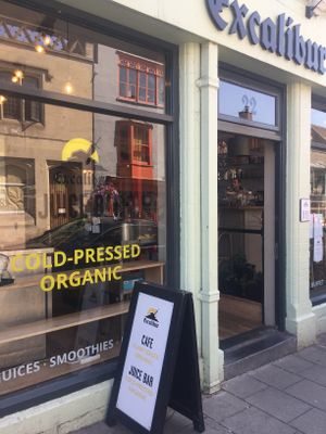 Entrance  at Excalibur Cafe in Glastonbury