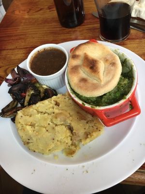 Minted pea and onion pie.  at The Peacock in Nottingham