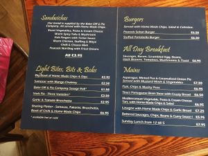 The menu.  at The Peacock in Nottingham