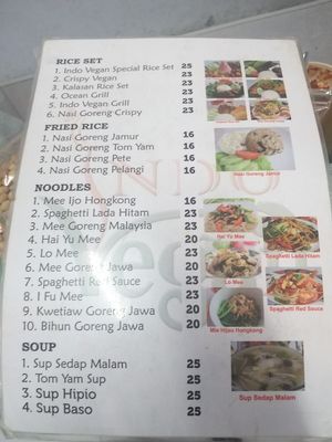 Menu at Indo Vegan in Jakarta