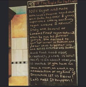 One of the chalkboards displaying 'there story' very cute at Nico's Kitchen and Lounge in Hastings