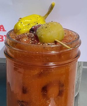Housemade Vegan Virgin Mary Mocktail at A Broken Angel - Food Cart + Catering in Bend