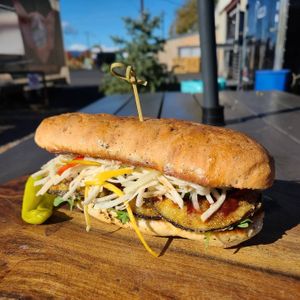 BARB-B-Que Eggplant Po' Boy at A Broken Angel - Food Cart + Catering in Bend