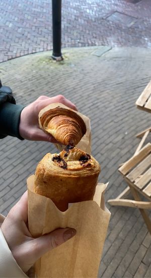 Vegan croissant and vegan chocolate croissant   at Het Zaanse Bakkertje / Dutch Vegan Bakery in Zaandijk