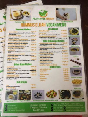 Vegan menu at Hummus Elijah  at Hummus Elijah in Makati