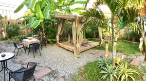 Garden seating  at Pink House Garden in Chiang Mai