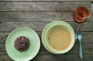 massaman curry with rice at Pink House Garden in Chiang Mai