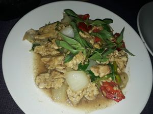 Fried Holy Basil at Pink House Garden in Chiang Mai